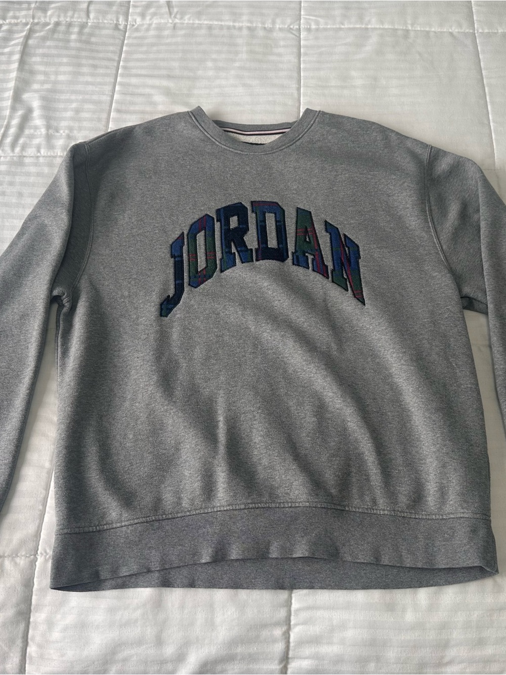 Jordan Men's Gray Crewneck with Multicolor Embroidered Logo